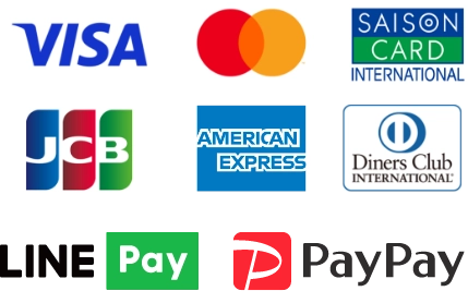 VISA,Master,SAISON,JCB,AMEX,Diners Club,LINE Pay,PayPay
